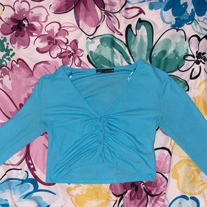 Zara Blue Crop Top Long sleeve